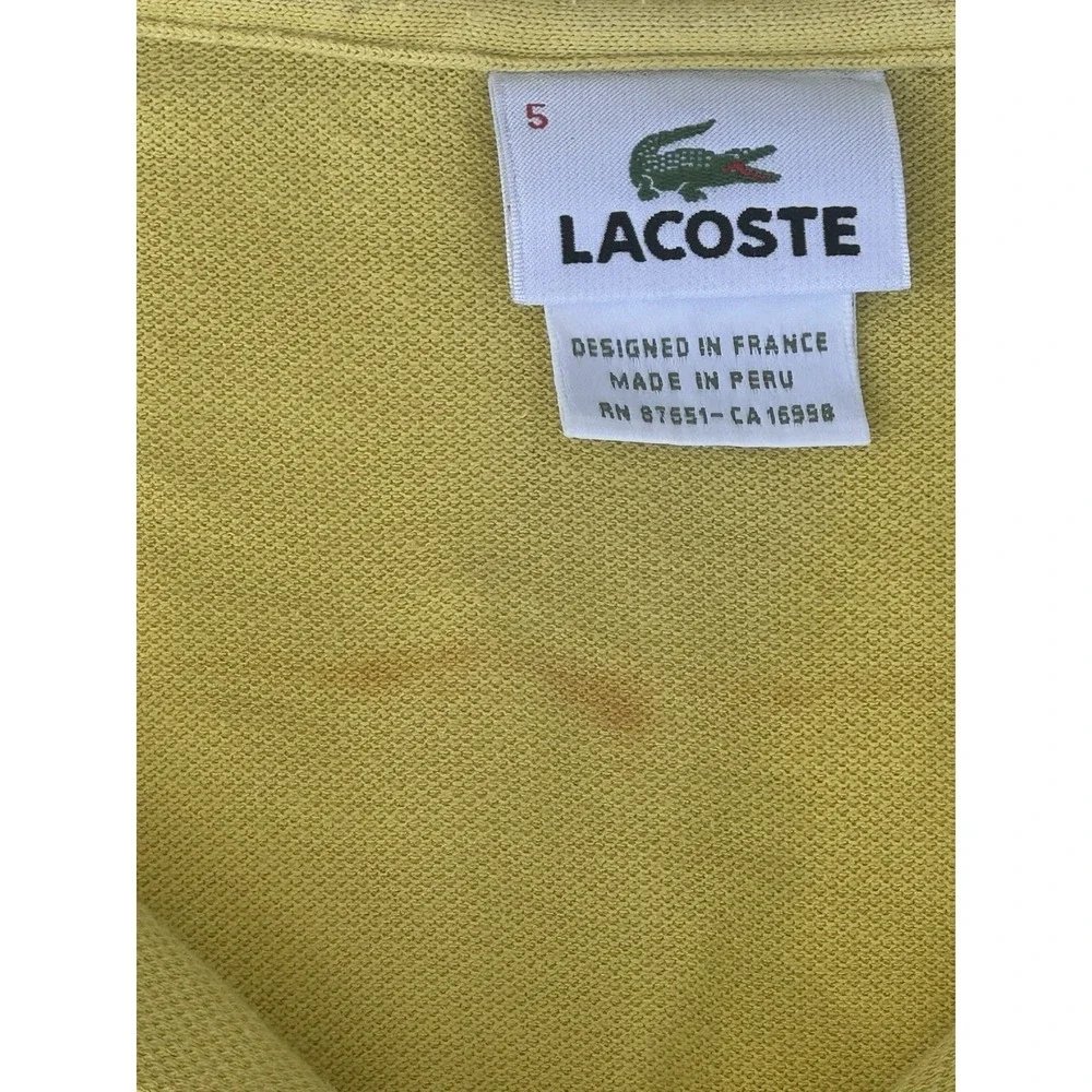 Lacoste Classic Pique Polo Women's 5 M Mustard Yellow Short Sleeve Croc Logo - Picture 2 of 6